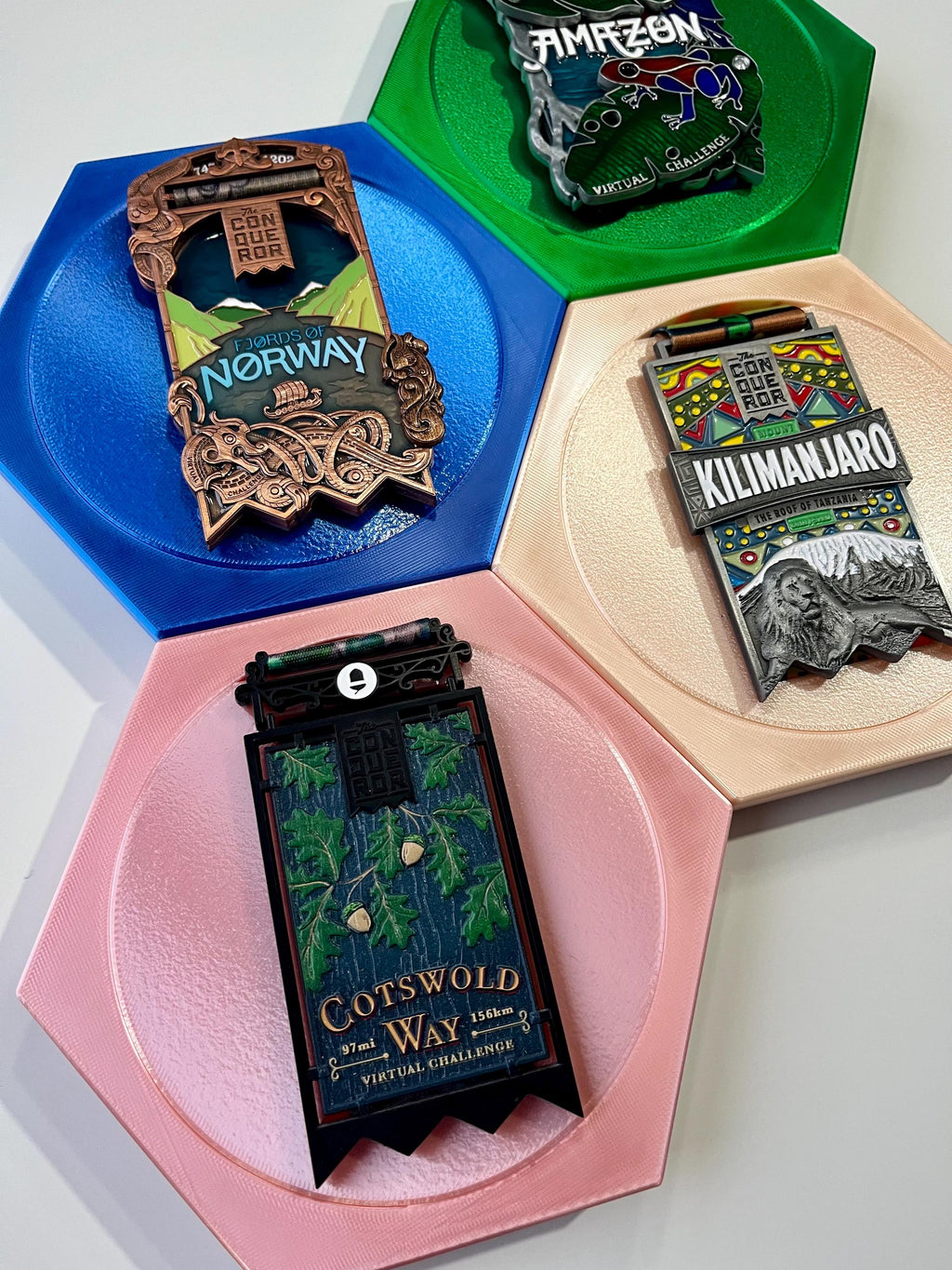 Shiny Honeycomb Medal Holders - Large - 6+ Colours - Made in The UK - Worldwide Shipping.