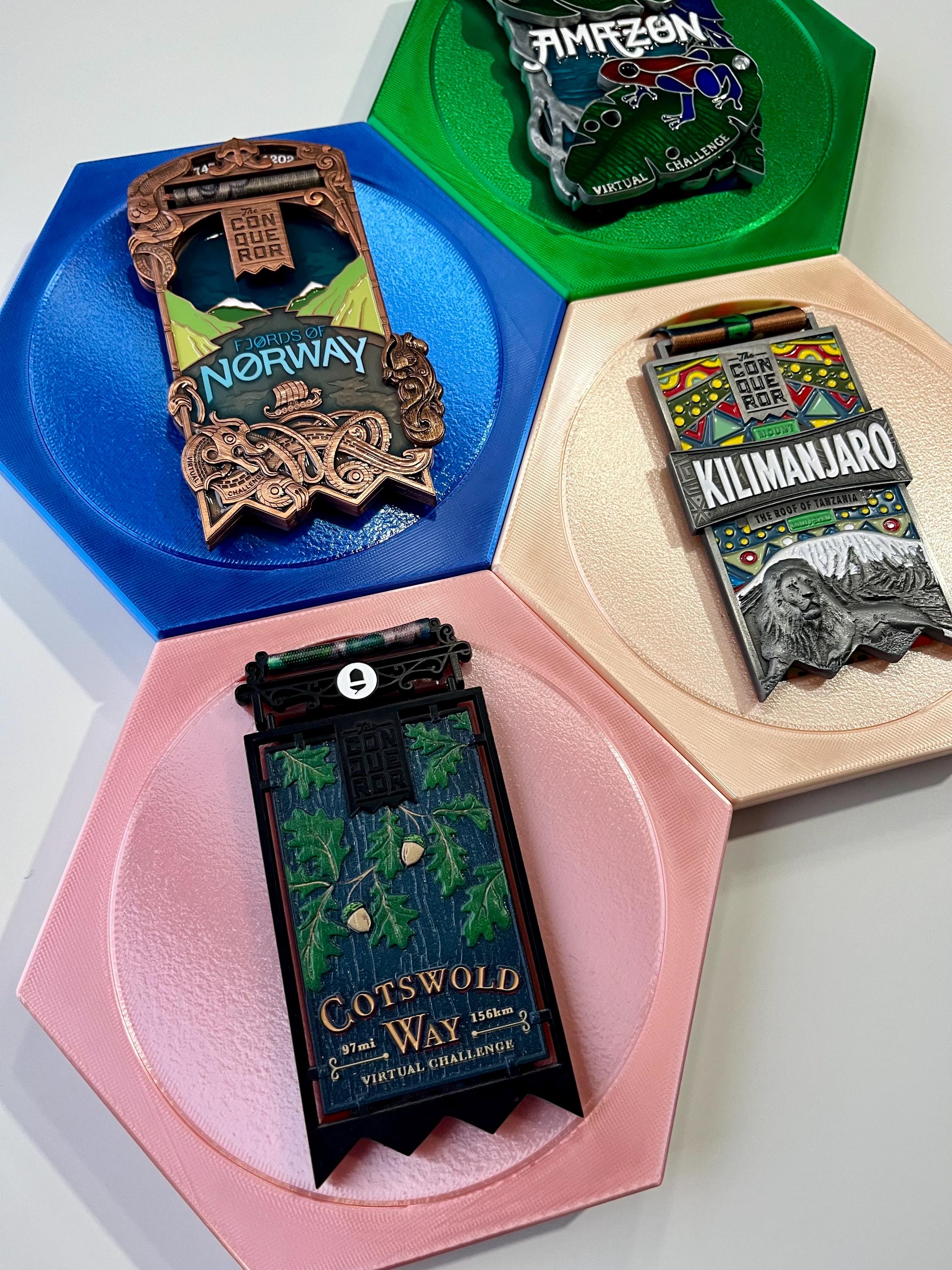 Shiny Honeycomb Medal Holders - Large - 6+ Colours - Made in The UK - Worldwide Shipping.