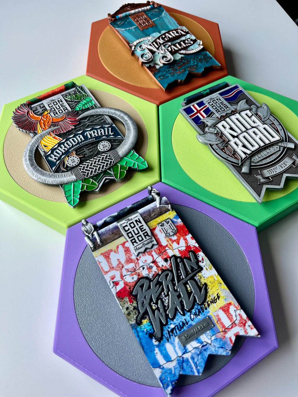 Honeycomb Medal Holder | Small | Dual Colour | 36+ Colours | Made in The UK | Worldwide Shipping