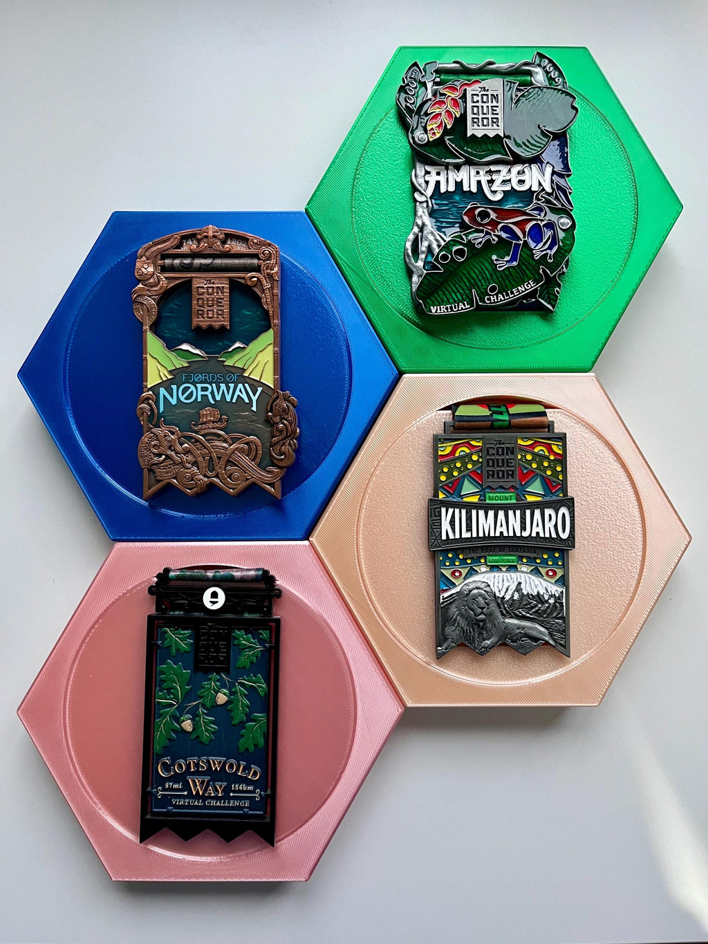 Shiny Honeycomb Medal Holders - Large - 6+ Colours - Made in The UK - Worldwide Shipping.