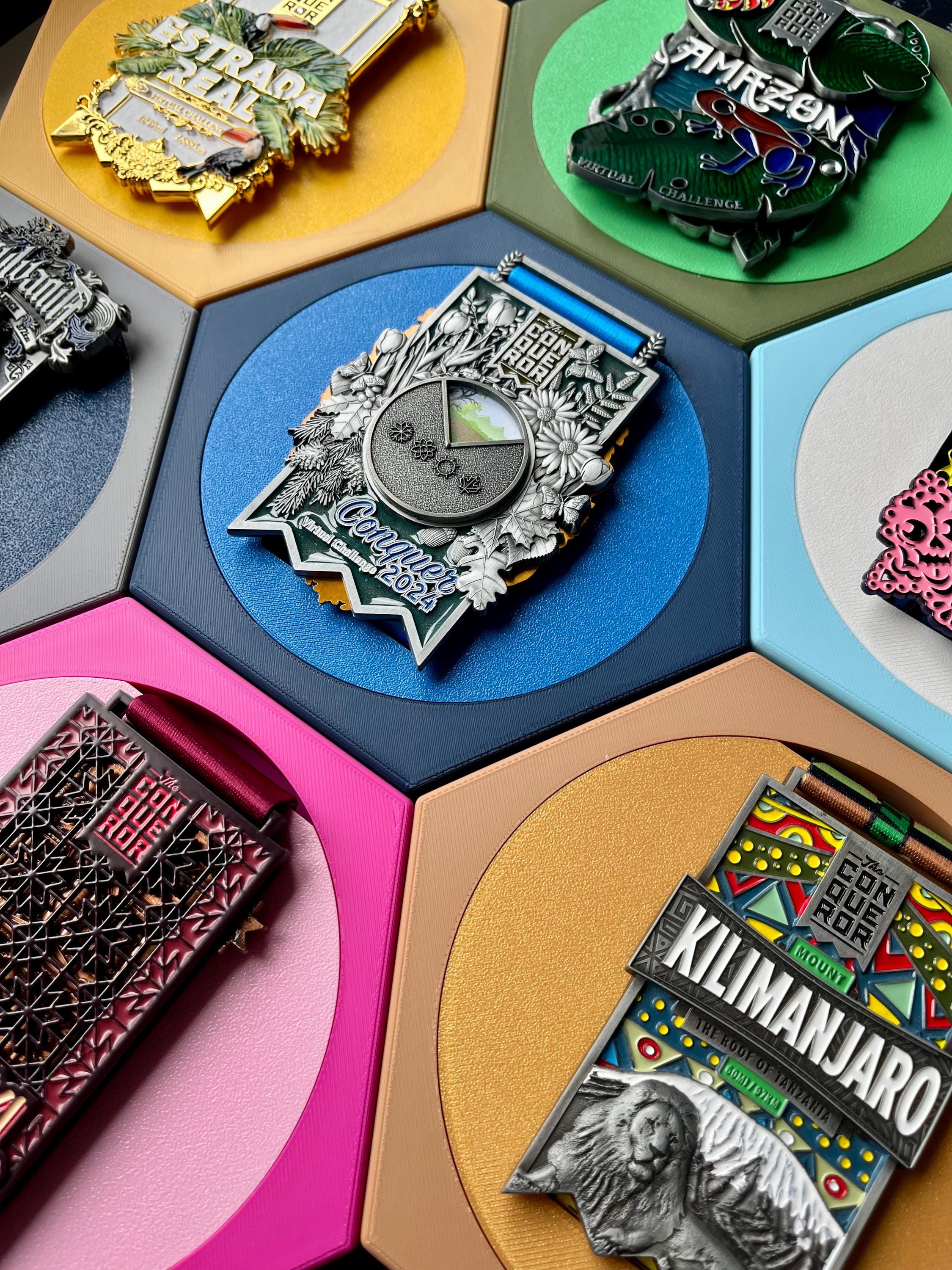 Honeycomb Medal Holder | Large | Dual Colour | 36+ Colours | Made in The UK | Worldwide Shipping