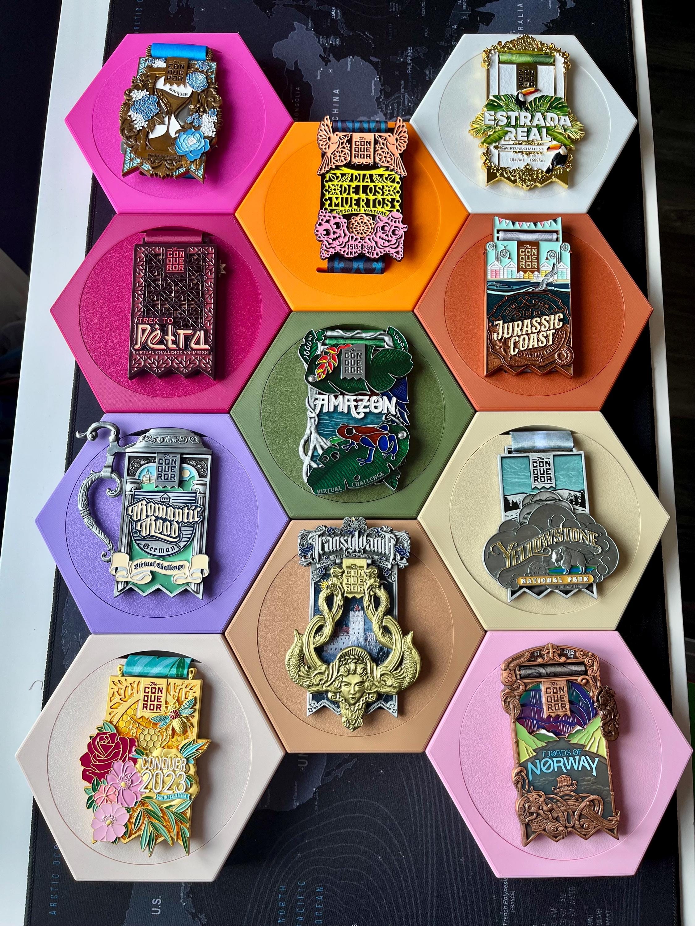 Honeycomb Medal Holder | Large | 36+ Colours | Made in The UK | Worldwide Shipping