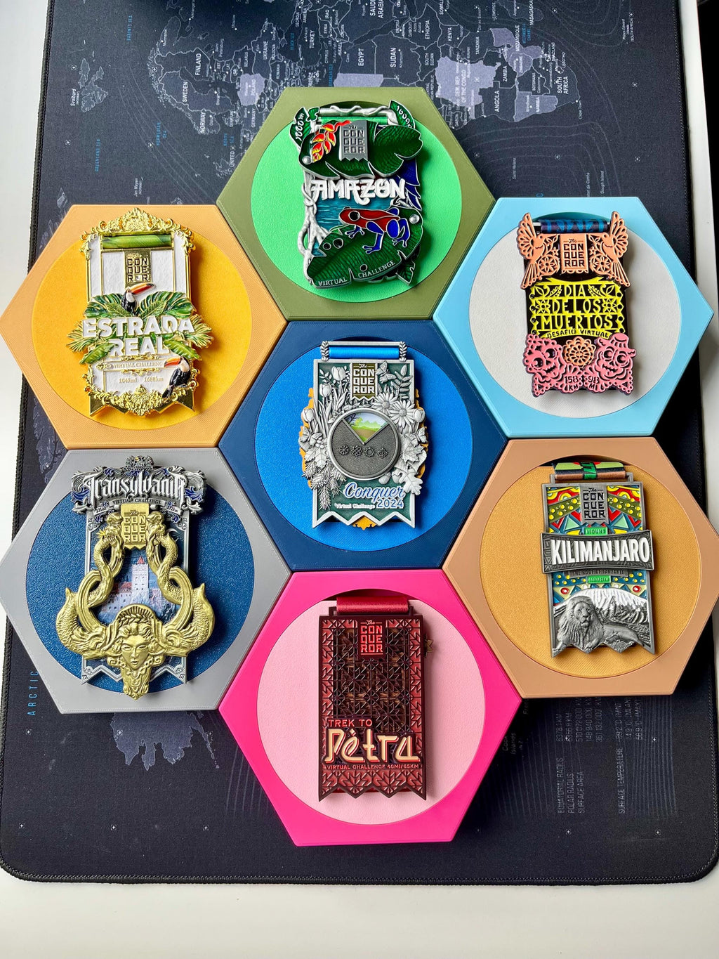 Honeycomb Medal Holder | Large | Dual Colour | 36+ Colours | Made in The UK | Worldwide Shipping